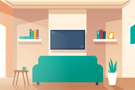 tv living room interior vectors