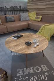 Round Wood Coffee Table Set Walnut