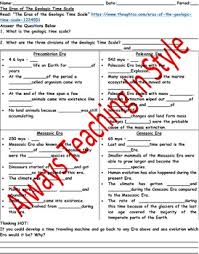 The Eras Of The Geologic Time Scale Reading And Worksheet Editable