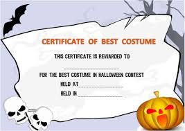 Halloween Costume Award Certificate Template In 2019