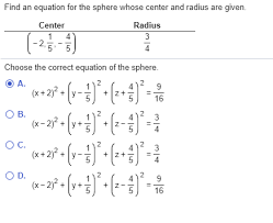 equation for the sphere whose center