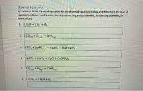 Solved Chemical Equations Instructions