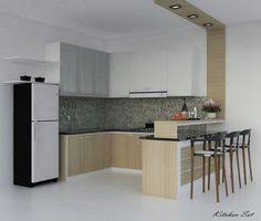 Kitchen set ini terbilang unik dengan menggunakan konsep bentuk geometris pada meja bar. 79 Ide Interior Design Kitchen Set Dapur Dapur Rumah Desain Dapur