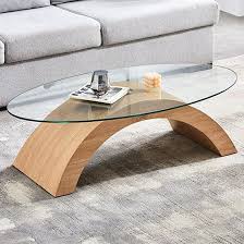 Opel Oval Clear Glass Coffee Table With