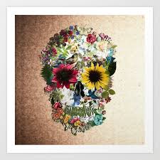 Skull Flower Art Print By Wa9sp Society6