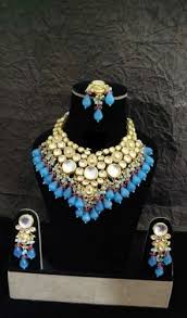 br blue stone kundan necklace sets
