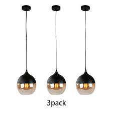3 pack amber color glass pendant lamp