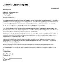 job offer letter sle letters