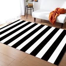simple stripes black and white carpet