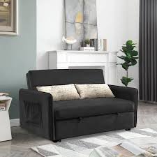 Black Velvet Twin Size Sofa Bed