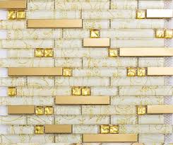 Glass Metal Linear Mosaic Wall Tiles