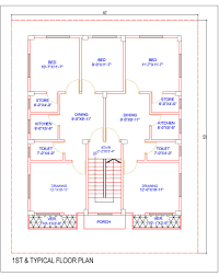 40 x50 twin house layout plan dwg file