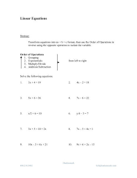 Linear Equations Solving Hanlon Math