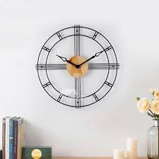 Industrial Metal Wall Clock Wooden