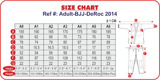Kimono Size Chart Adult Deroc Shop