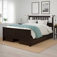 Ikea trysil bed frame dark brown black queen 099.031.94. Hemnes Bed Frame With 4 Storage Boxes Black Brown Luroy Ikea