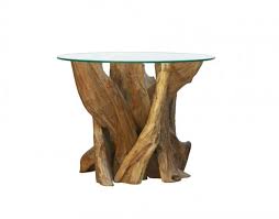 branchwood teak round coffee table with