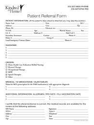 home health referral form template