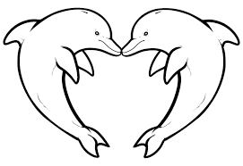 Tranh tô màu hai chú cá heo tạo dáng hình trái tim « in hình này