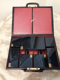 art deco leather suitcase and dressing case