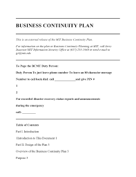 business continuity plan templates