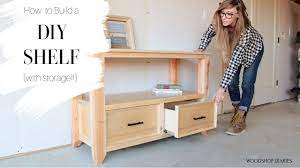 basic shelf with storage drawers
