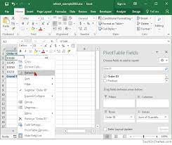 ms excel 2016 how to refresh a pivot table