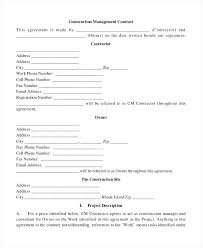 Construction Management Agreement Form Images Of