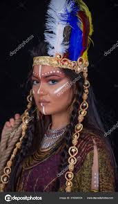 close portrait shamanic female indian