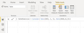 using a date dimension table in power bi