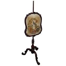 Mid Victorian Embroidered Fire Screen