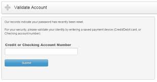 credit card info to validate my account