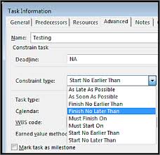 Set A Task Start Or Finish Date Constraint For A Task