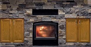 stacked stone fireplace rustic wood