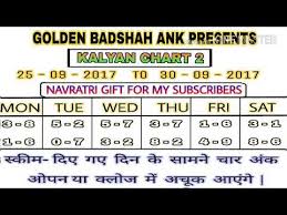 Kalyan New Latest Chart 2 Dekho Golden Badshah Ank Presents