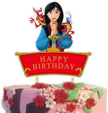 The pretty table settings decorated with cherry blossoms; Amazon Com Newmemo Mulan Birthday Cake Topper Princess Mulan And Dragon Mushu Happy Birthday Cake Decoration Picks For Kids Girls Princess Mulan Theme Party Supplies Double Sided Toys Games