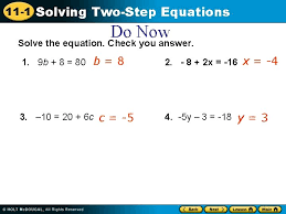 11 1 Solving Twostep Equations Do Now Solve