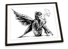 Tattoo Angel Wings Smoking Black