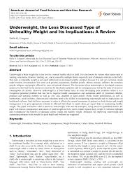 Pdf Underweight The Less Discussed Type Of Unhealthy