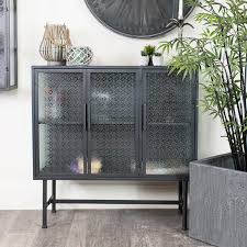 industrial grey metal glass cabinet