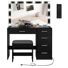 fioneso makeup vanity table with large