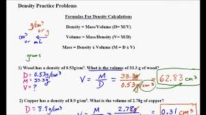 density m and volume problems part