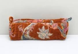 cotton velvet quilted cosmetic bag