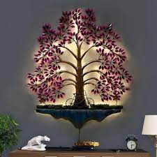 Decor Pink Tree Metal Wall Art