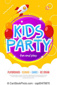 Kids Fun Party Celebration Flyer Design Template Child Event Banner Decoration Birthday Invitation Poster Background