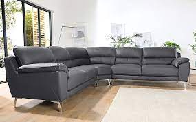 madrid grey leather corner sofa