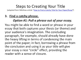 how to create a catchy but informative title for an analytical steps to creating your title adapted from wikihow article how to a catchy title