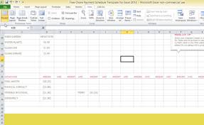 Free Chore Payment Schedule Template For Excel 2013