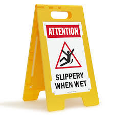 attention slippery when wet floor sign