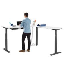 10 best standing corner desks of march 2021. Series L Adjustable Height Corner Desk White With Charcoal Base Right Handed Poppin